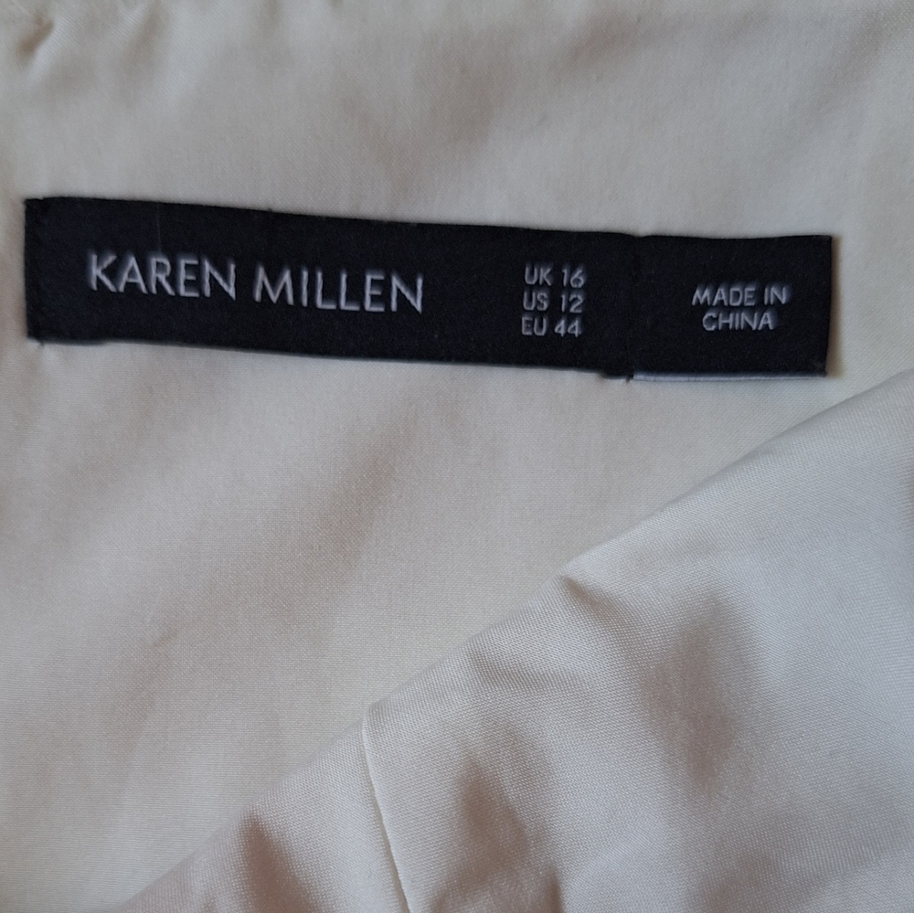 KAREN MILLEN Orange and White Sweetheart Midi Dress - Picture 7 of 9